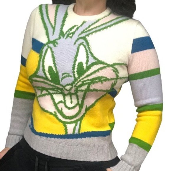 Vtg Gilmar Iceberg History Bugs Bunny Warner Bros 100% Virgin Wool Sweater Italy - Picture 6 of 16